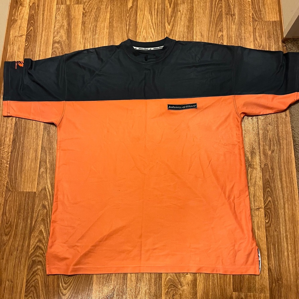 Vintage Johnny Blaze Shirt Men 2XL Color‎ Block Short Sleeve Orange Black